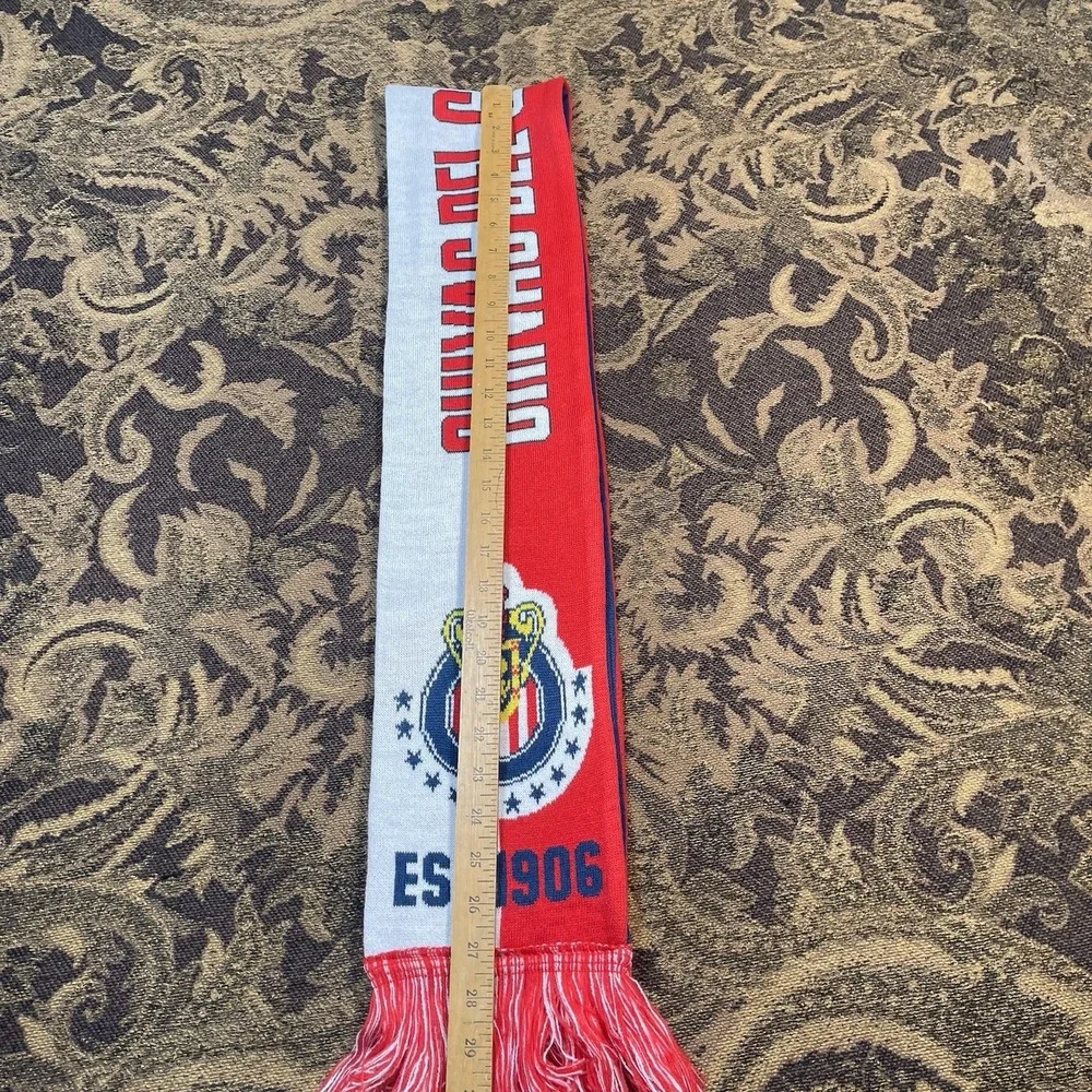 Chivas Guadalajara Soccer Football Scarf Licensed New Red Blue Double Sided New